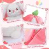 Cuddly Bunny Stuffed Animal, Kawaii Squishy Cute Easter Bunny Plush Turn Into Rabbit Fruit Doll Carrot Strawberry Pillow