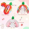 Cuddly Bunny Stuffed Animal, Kawaii Squishy Cute Easter Bunny Plush Turn Into Rabbit Fruit Doll Carrot Strawberry Pillow