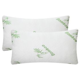 2Pcs Bamboo Memory Foam Pillow Hypoallergenic Bed Pillow For Head Neck Rest Sleeping Shredded Pillow Washable Cover Queen Size Pillow (Option: 2Pcs-QueenSize)